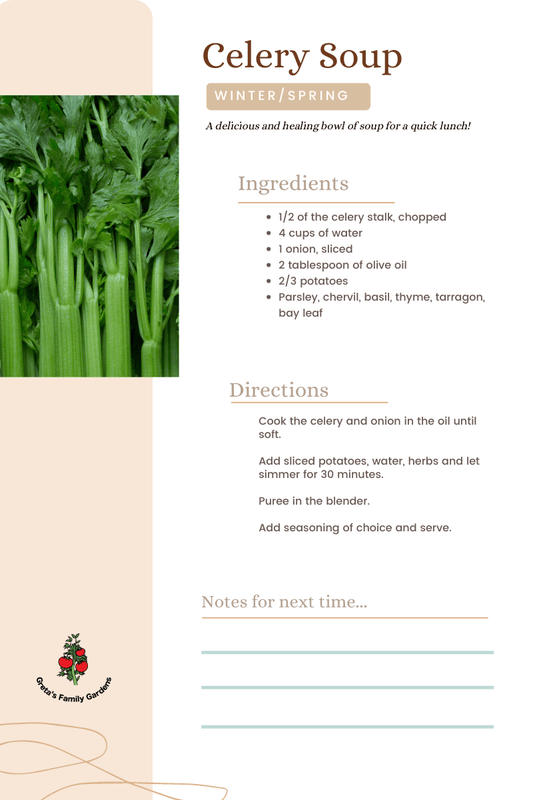 Celery Soup - Greta's Family Gardens